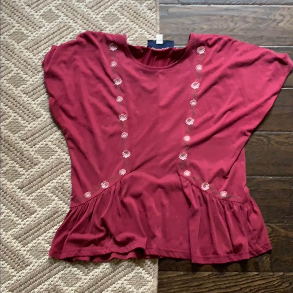 Magenta Top with Flower Embroidery